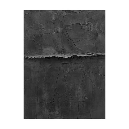 Minimalist Black Wall Art Cracked Tactile Surface High-Relief Wabi-Sabi Inspired Decorative Artwork AURA427