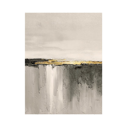 Wabi-Sabi Beige Abstract Plaster Textured Gold Accent Knife Stroked Japandi Minimalist Luxe Canvas Wall Decor AURA718
