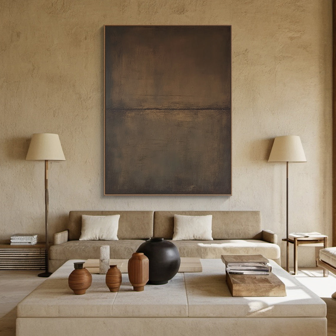 General Abstract Brown Large Canvas Wall Art for Home Decor - AURA188