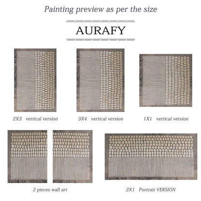 General Abstract Brown Gray Handcrafted Impasto Tactile Art with Linear and Organic Patterns AURA601