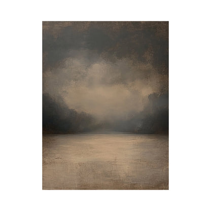 Stillwater, Brown Foggy Lake Canvas Wall Art AURA877