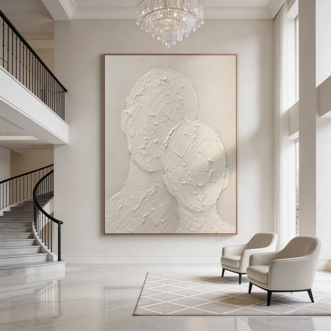 Wabi Sabi Beige 3D Textured Abstract Figurative Japandi Minimalist Knife Stroke Plaster Canvas Wall Art AURA704