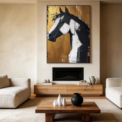 Modern Yellow Black Abstract Art Print for Home Wall Decor AURA366