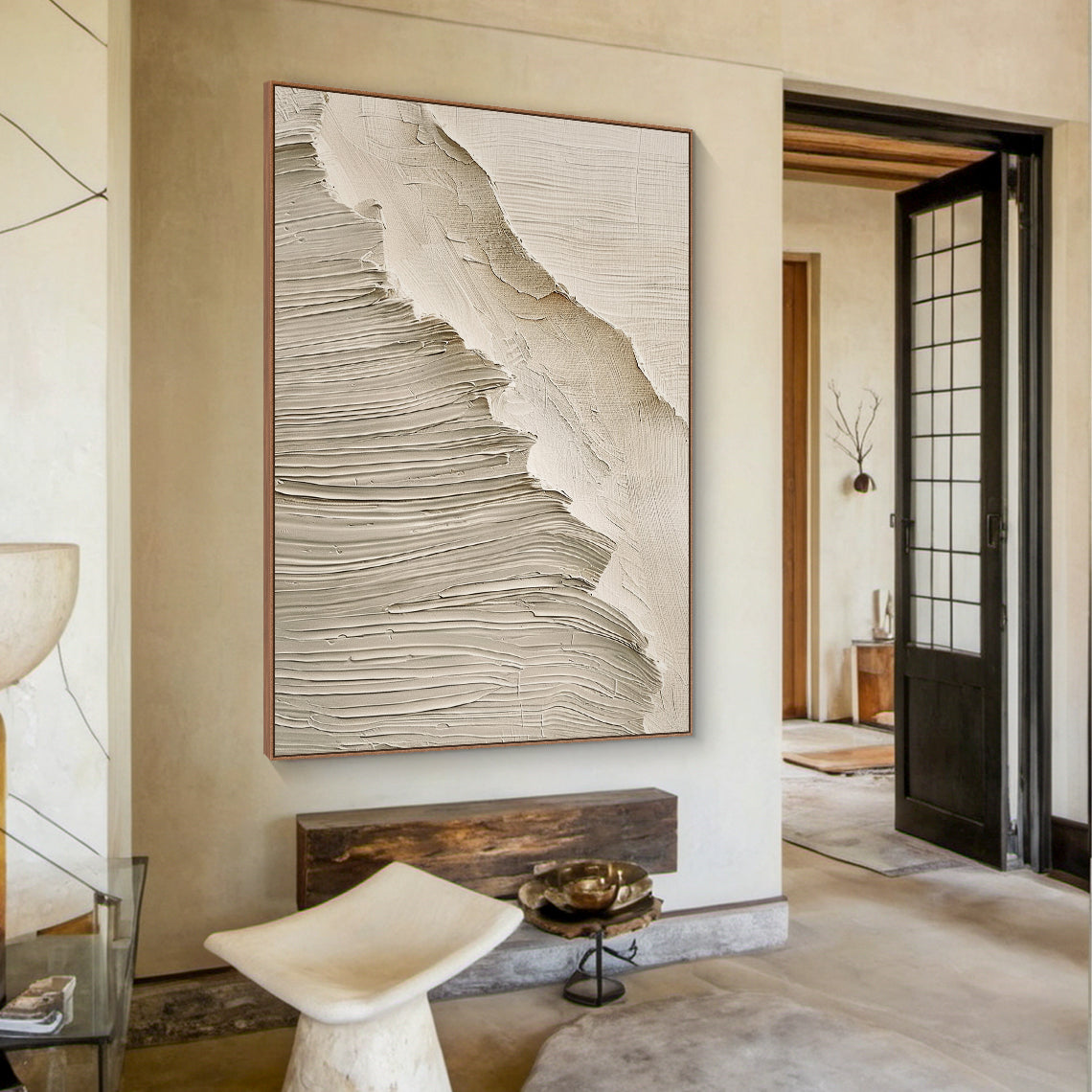 Gentle Tide-Beige Wave Texture Field-AURA148