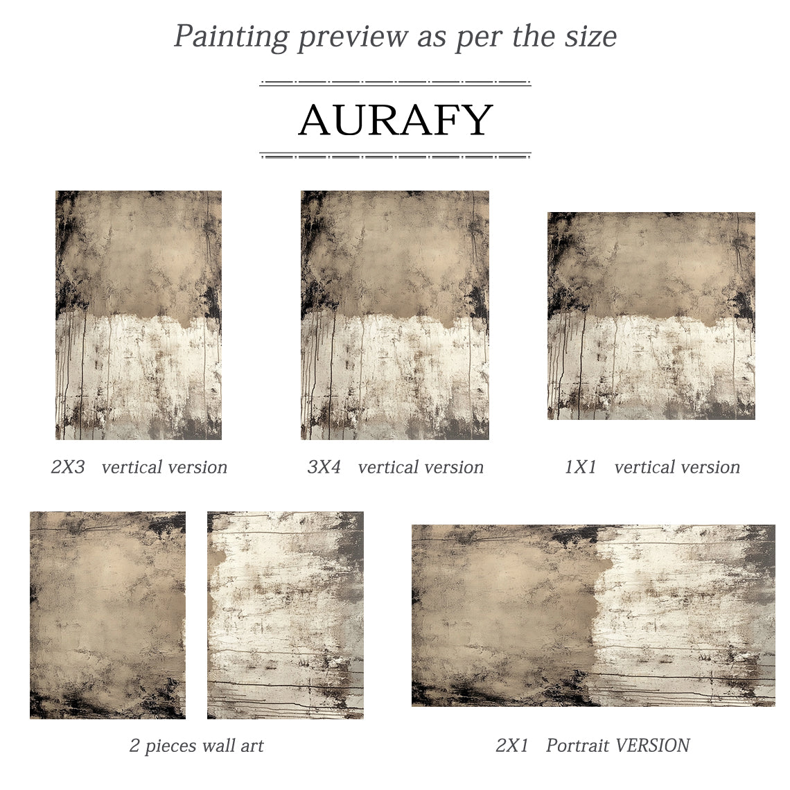 Modern General Abstract Beige Brown Wall Art for Living Room AURA350