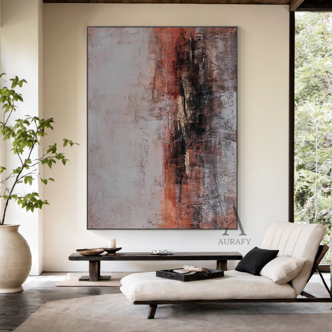 Vibrant Red Abstract Wall Art for Modern Home Office Decor AURA235