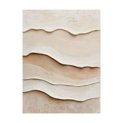 3D Textured Beige Painting Tactile Plaster Surface Sculpted Wave Modern Organic Wabi-Sabi Artwork AURA435