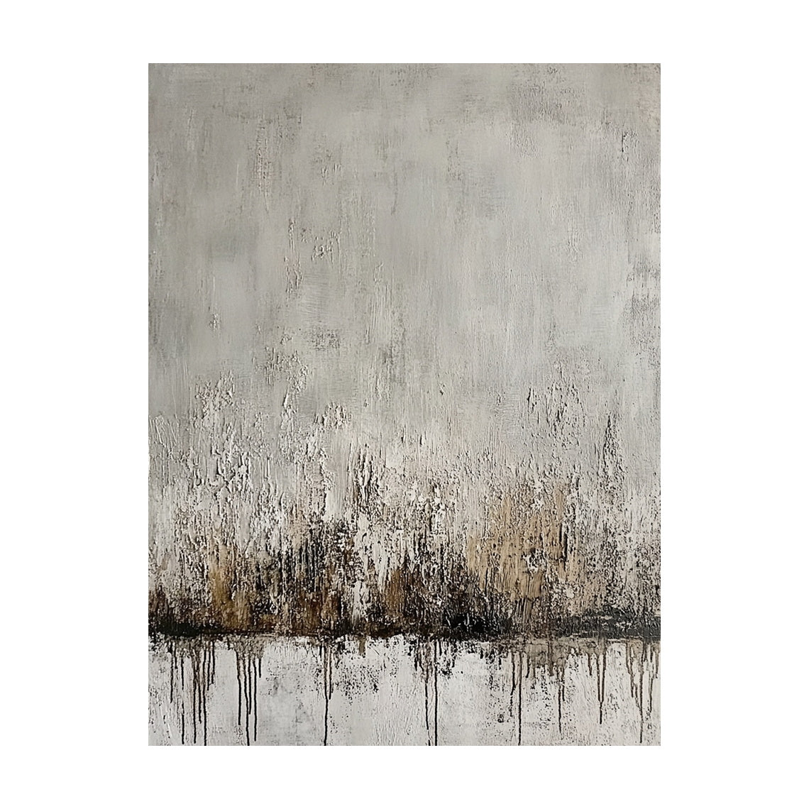 Wabi Sabi Gray Abstract Organic Textured Thick Impasto Scratched Drip Wall Art AURA587