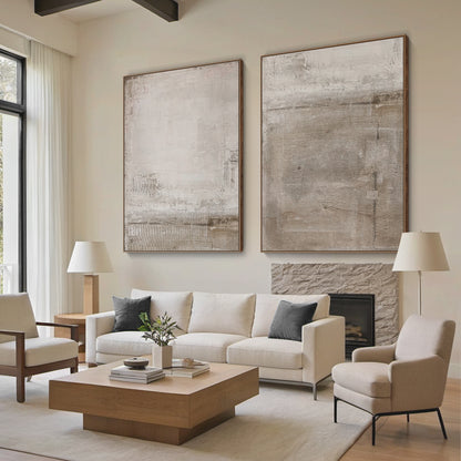 Urban Patina Canvas – Off-White & Warm Taupe Tones – AURA025