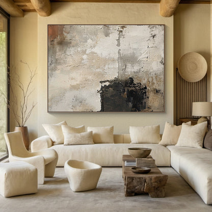Quiet Patina-Beige Abstract Wall Art Field-AURA134