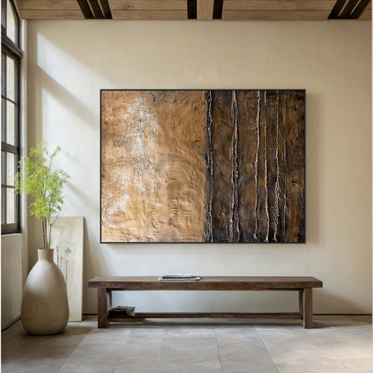 Modern Wabi Sabi Brown Black Abstract Wall Art for Living Room - AURA185