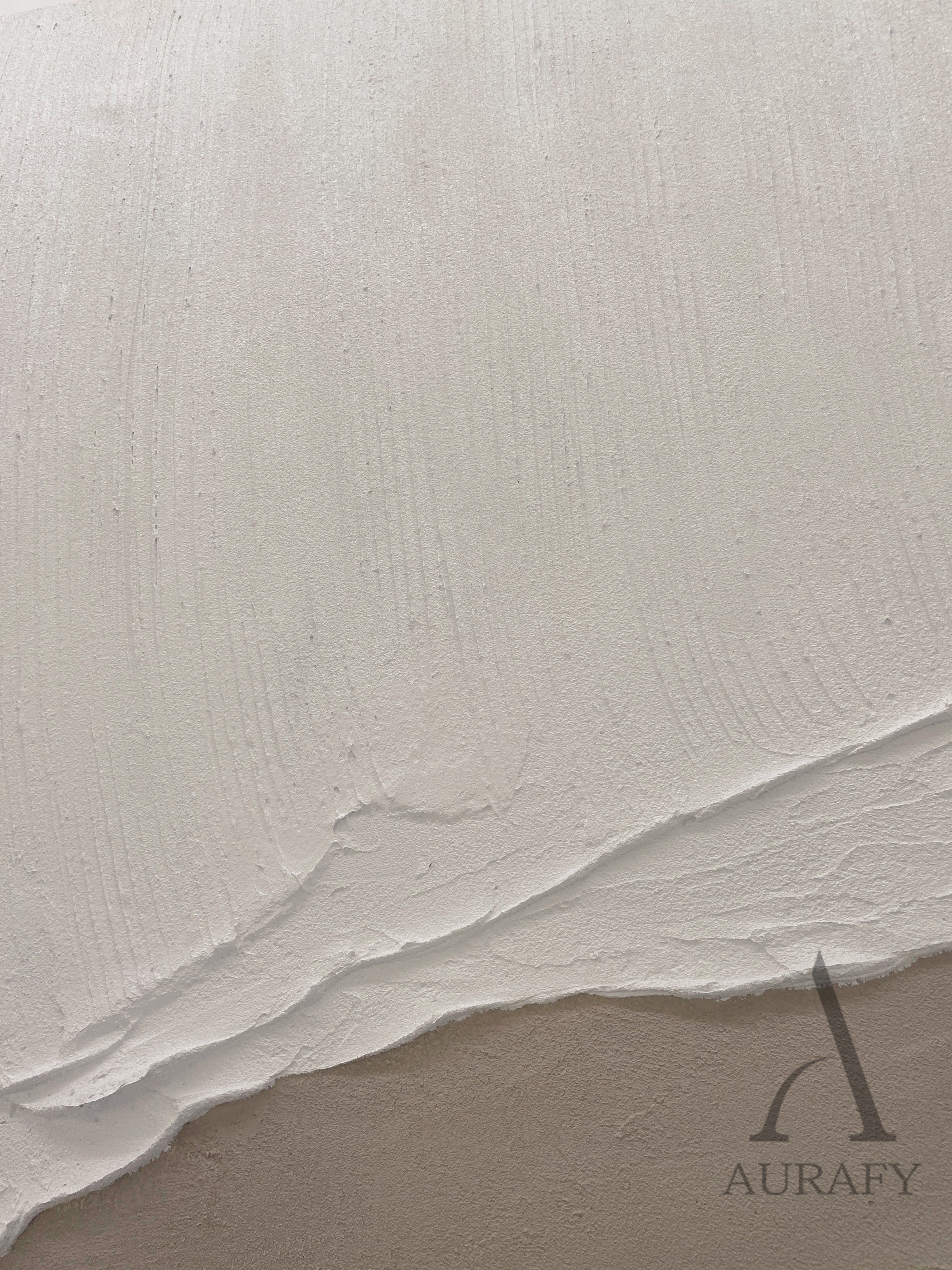 Beige Brown Landscape Art Thick Textured Canvas with Vertical Strokes Wavy Folds Modern Organic Minimalist Luxe AURA469