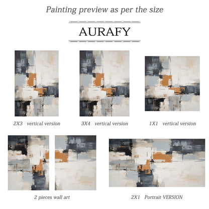 Abstract Geometric Wall Art Tactile Brushstroke Texture Warm Orange Neutral Palette Minimalist Luxe AURA496