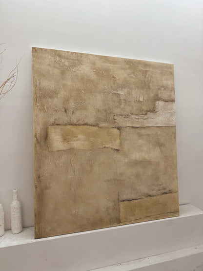 Wabi-Sabi Beige Abstract Plaster Textured Japandi Minimalist Luxe Tactile Knife Stroke Canvas Wall Art AURA736