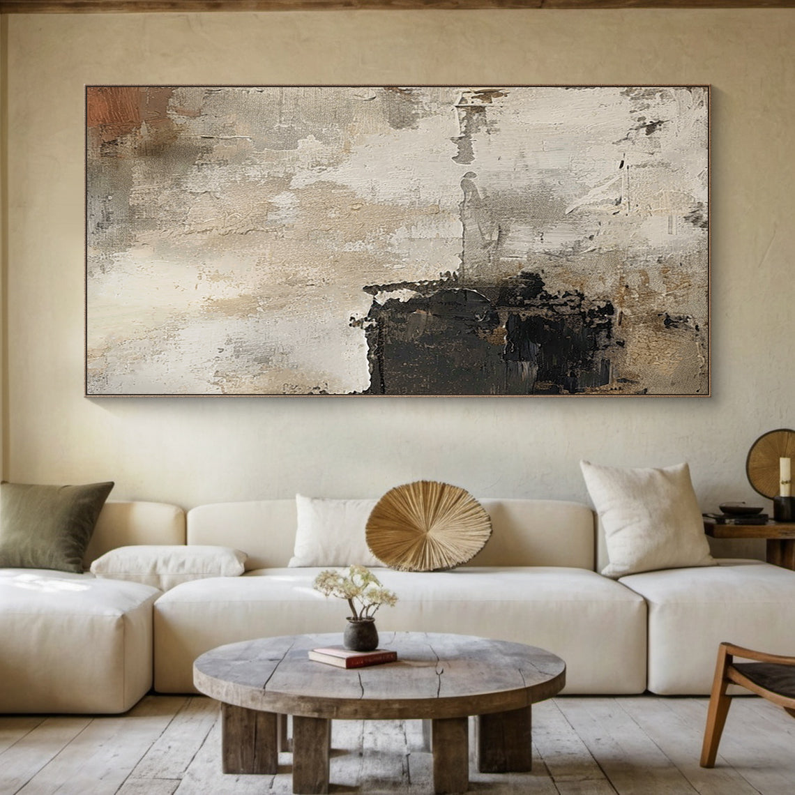Quiet Patina-Beige Abstract Wall Art Field-AURA134