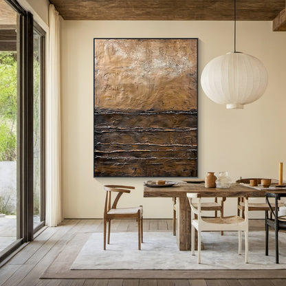 Modern Wabi Sabi Brown Black Abstract Wall Art for Living Room - AURA185