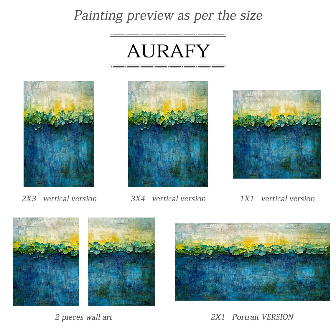 3D Textured Blue Green Impasto Art Sculpted Plant Forms Tactile Canvas Knife Strokes AURA436
