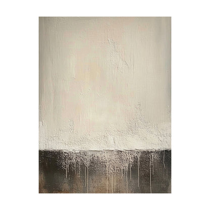 Abstract Beige Black Sculpted Impasto Drip Texture Knife Strokes Tactile Modern Art AURA644