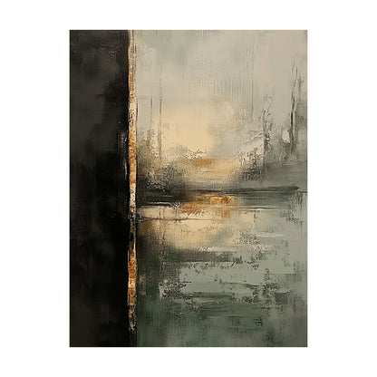 Black Green Abstract Art Plaster Textured Tactile Surface Worn Metal Organic Accent AURA619