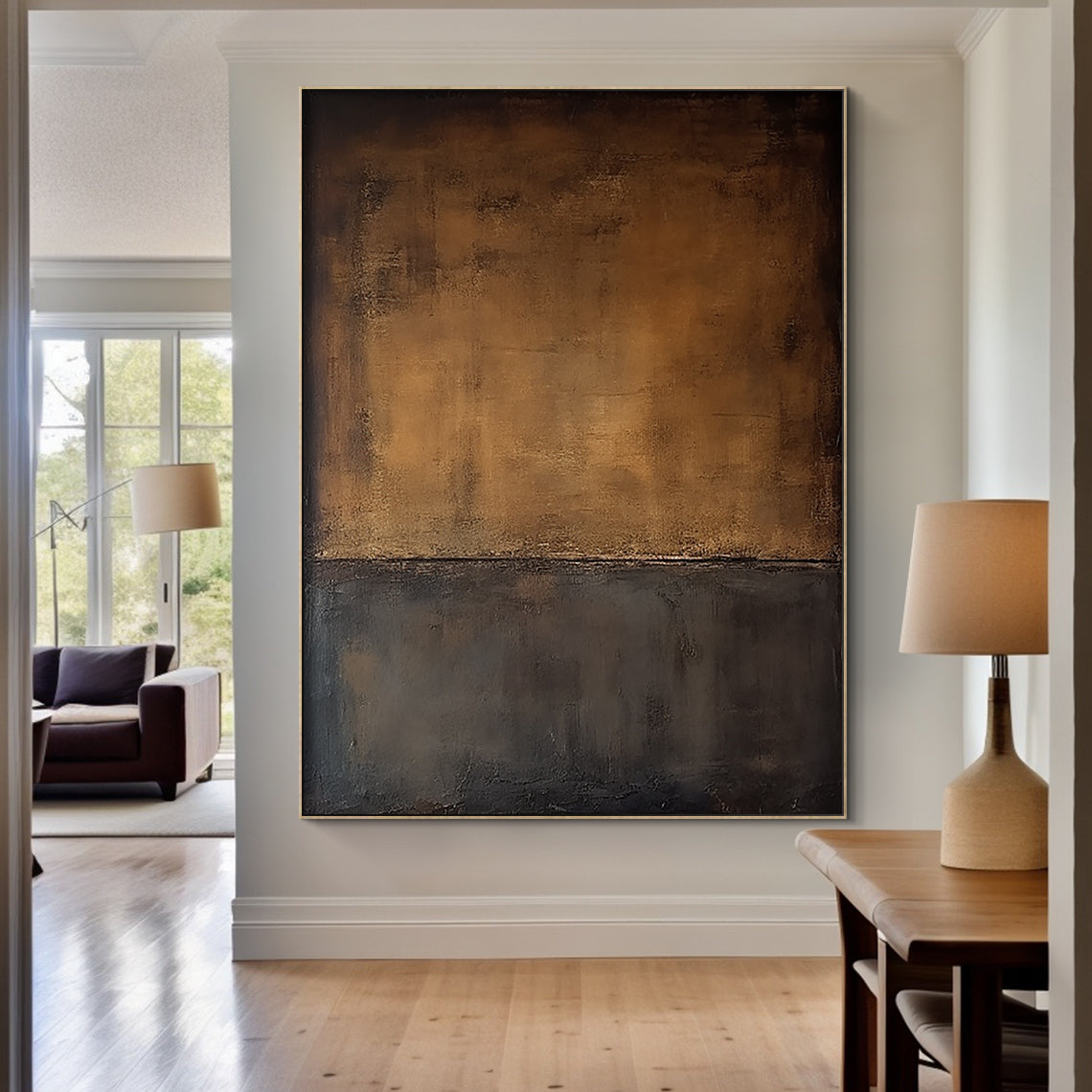 Modern Abstract Brown Textured Wall Art for Living Room Decor - AURA189