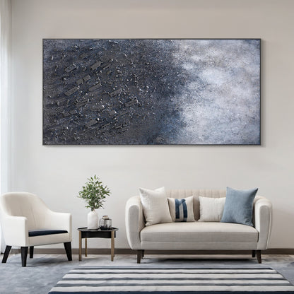 Wabi Sabi Abstract Textured Black Gray Living Room Wall Art AURA218