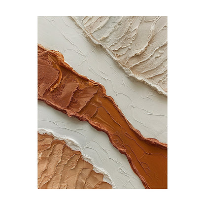 3D Textured Beige Brown Painting with Knife Strokes Tactile Surface Modern Organic Minimalist Luxe AURA448