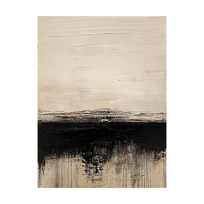 Abstract Art Black Beige Tactile Plaster Textured Knife Strokes Dripping Effects Modern Art AURA643