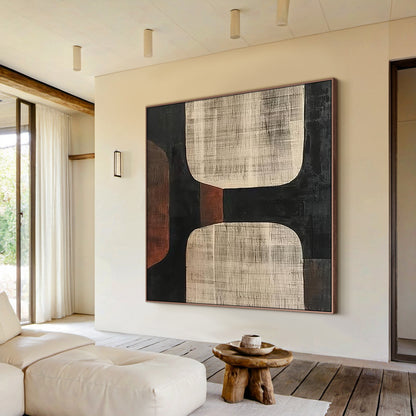 Geometric Earth Tone Abstract Wall Art – AURA056(Vertical)
