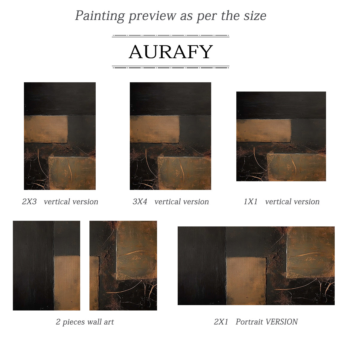 General Abstract Black Brown Wall Art Modern Home Decor Piece AURA389