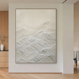 Mountain Ridge Relief Canvas-Cream & White Tones AURA042