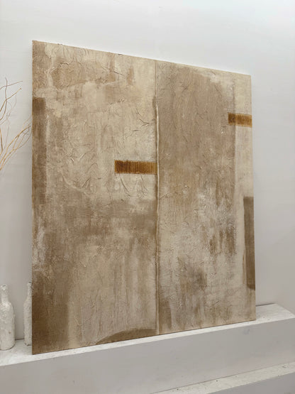 Wabi Sabi Beige Abstract Plaster Textured Japandi Minimalist Neutral Hand Painted Canvas Wall Art AURA729
