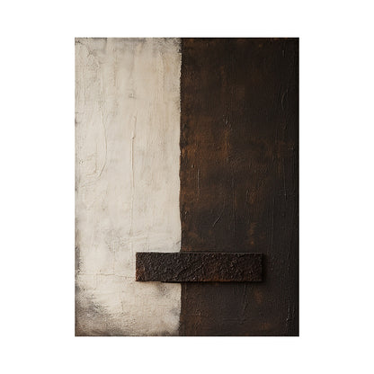 Beige and Brown Minimalist Painting with a Coarse Crossbar - AURA842