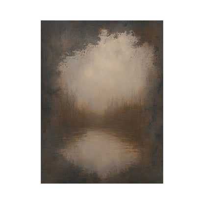 Marsh at First Light, Brown Misty Landscape Wall Art AURA876