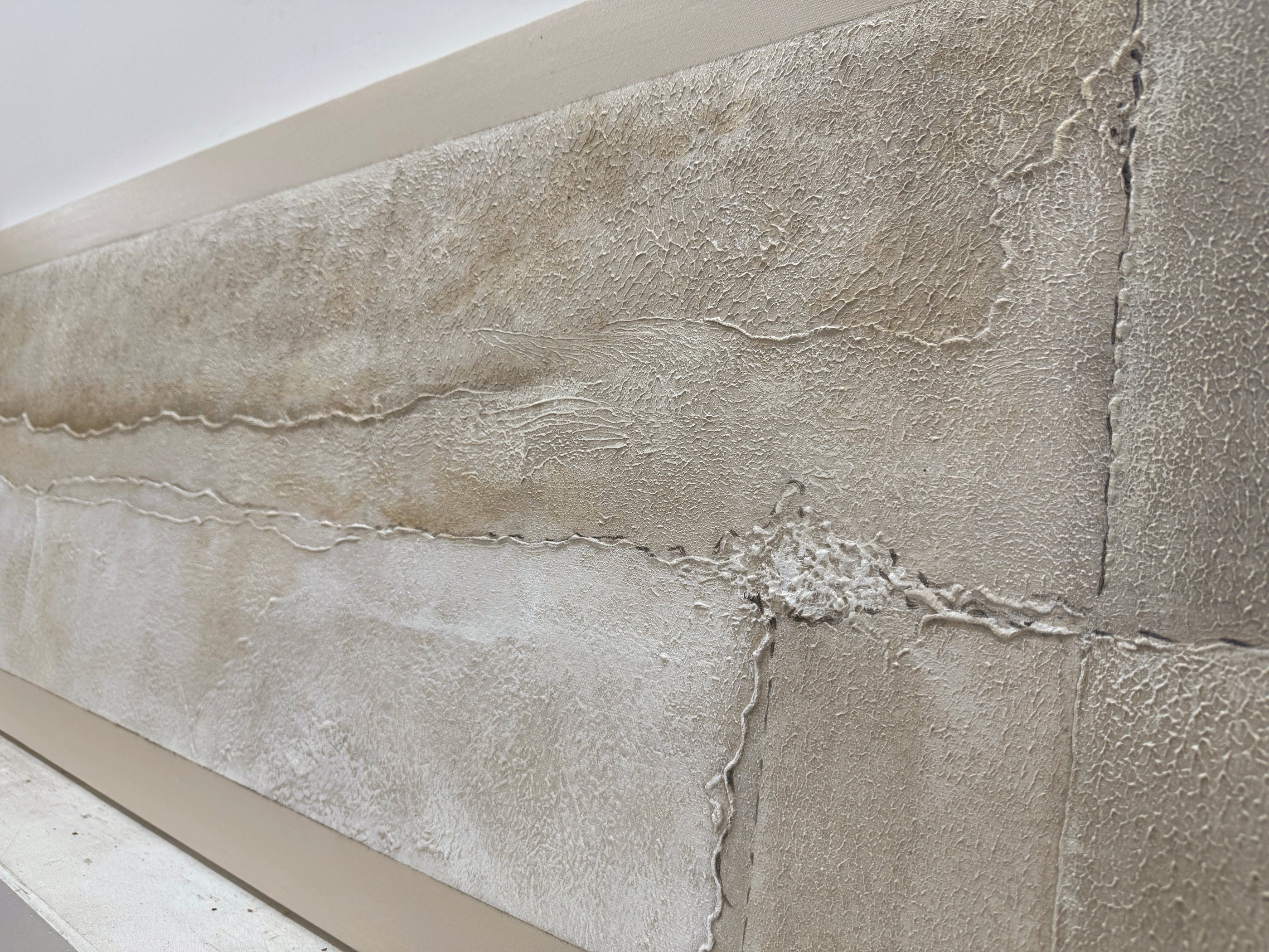 Wabi-Sabi Beige Plaster Textured Abstract Wall Art Japandi Minimalist Luxe High-Relief Tactile Canvas Painting AURA735
