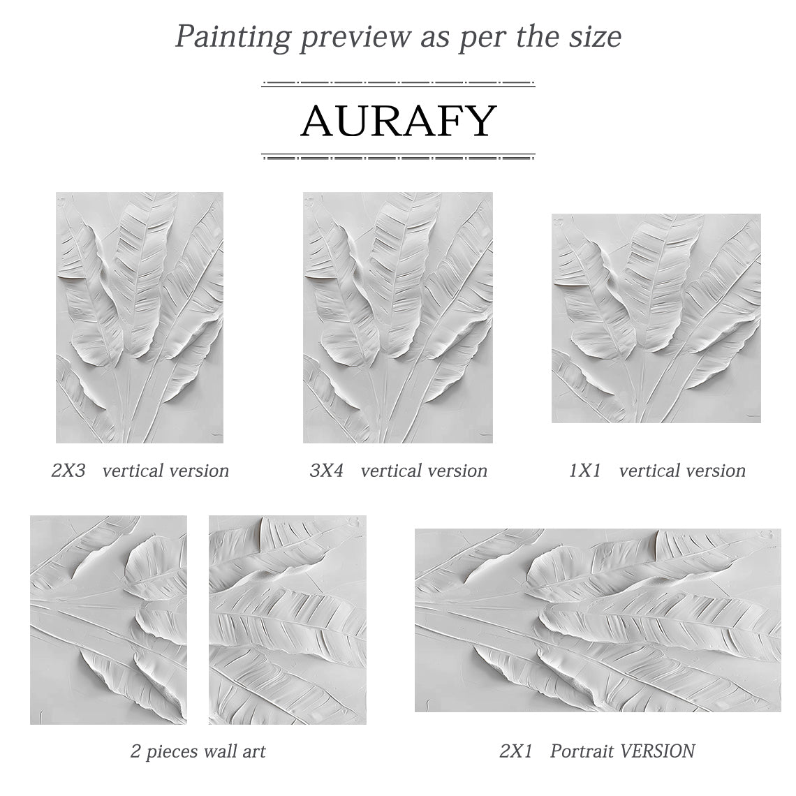 3D Textured White Banana Leaf Art High-Relief Sculpted Canvas Modern Organic Minimalist Luxe AURA523