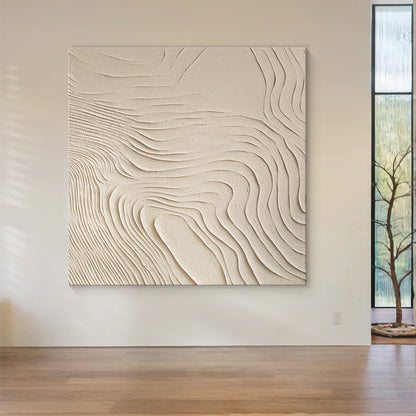 Organic Flow Canvas – Warm Sand Tones – AURA048(Vertical)