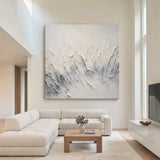 Minimalist Mountain Texture Canvas-Cream & Cool Gray Painting-AURA037