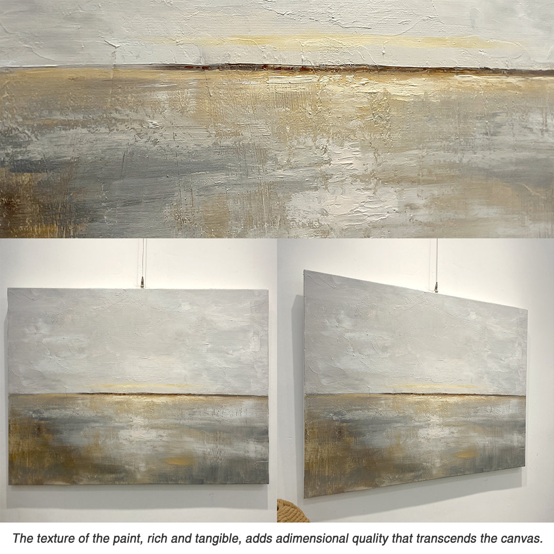 Abstract Beige Gray Art with Knife Strokes Tactile Surface Japandi Minimalist Canvas Wall Decor AURA625