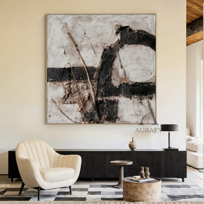Black Abstract Wall Art Decor for Modern Home Office Spaces AURA234