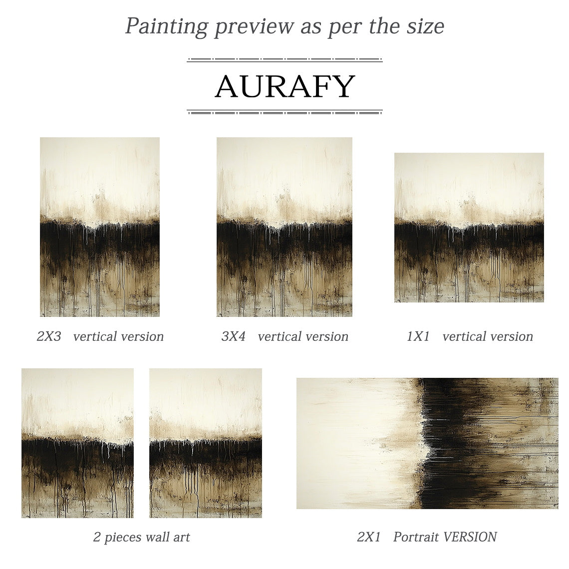 Wabi Sabi Abstract Art Beige Black Hand-Painted Drips Tactile Surface Organic Lines Unrefined Texture AURA583