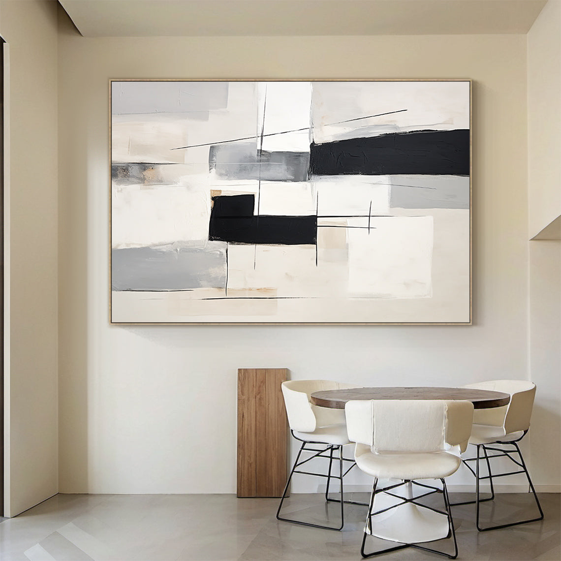 Geometric Lines Monochrome Minimalist Abstract Wall Art -AURA052