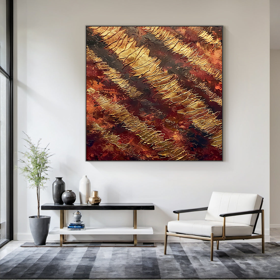Red 3D Textured Wall Painting for Living Room Bedroom Decor AURA233