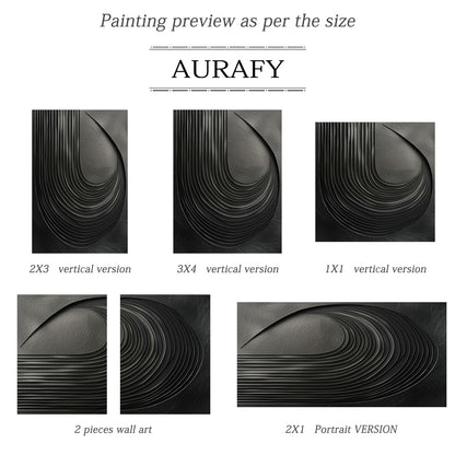 Minimalist Black Wall Art High-Relief Layered Curves Tactile Surface Modern Minimalist Piece AURA428
