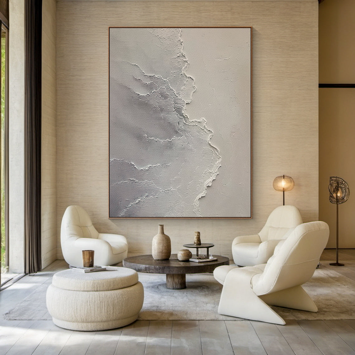 Quiet Tide-Gray Waves & Sky Minimalist Art-AURA117