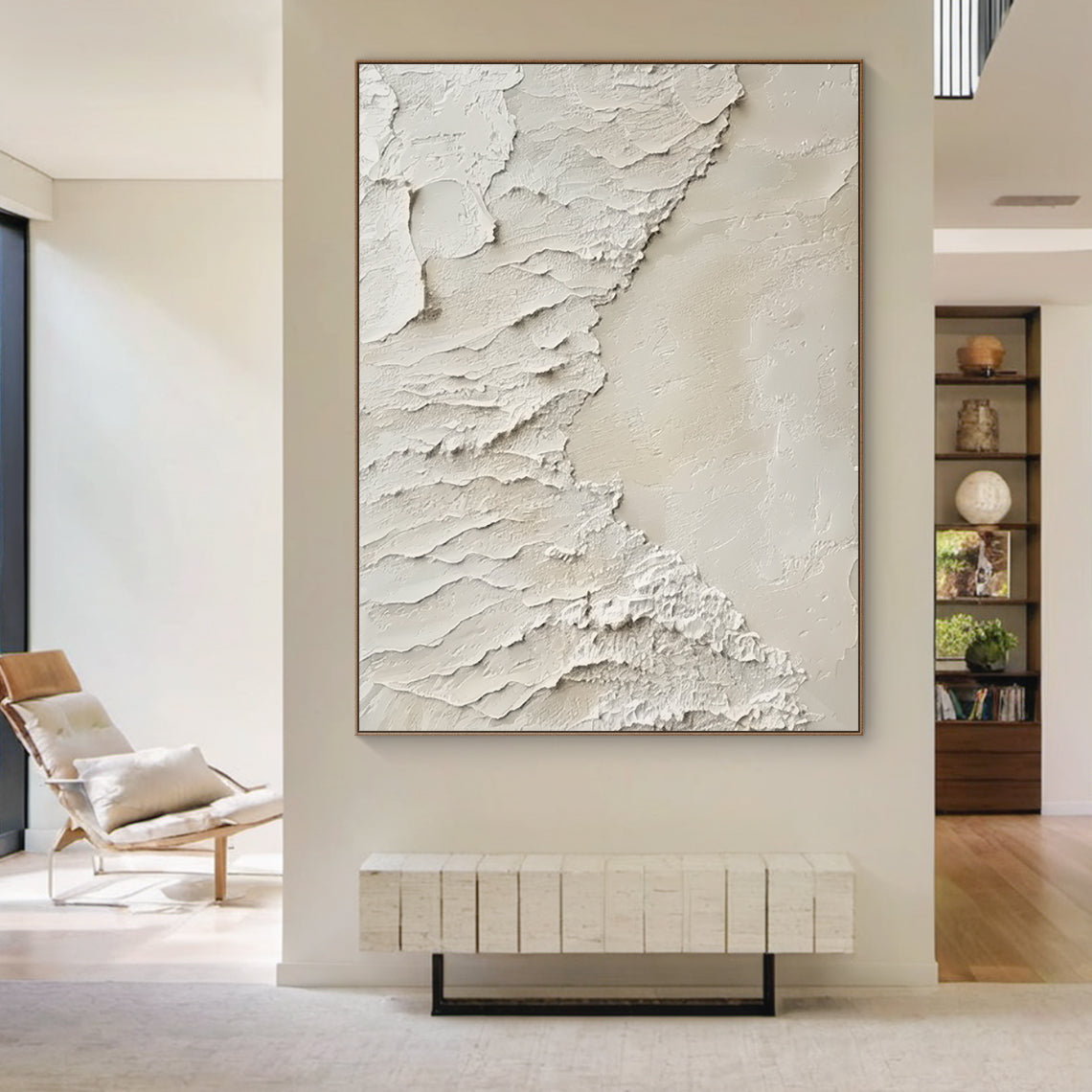 Peeling Plaster Canvas – Off-White & Cream Tones – AURA009(Square)