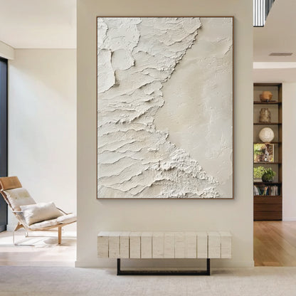 Peeling Plaster Canvas – Off-White & Cream Tones – AURA009(Horizontal)