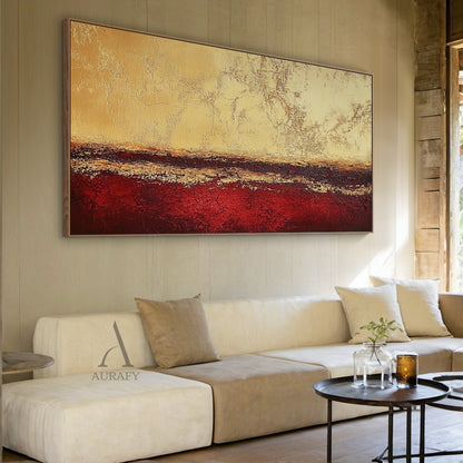 General Abstract Red Yellow Layered Cracked Tactile Artwork Rich Warm Earthy Textures AURA613