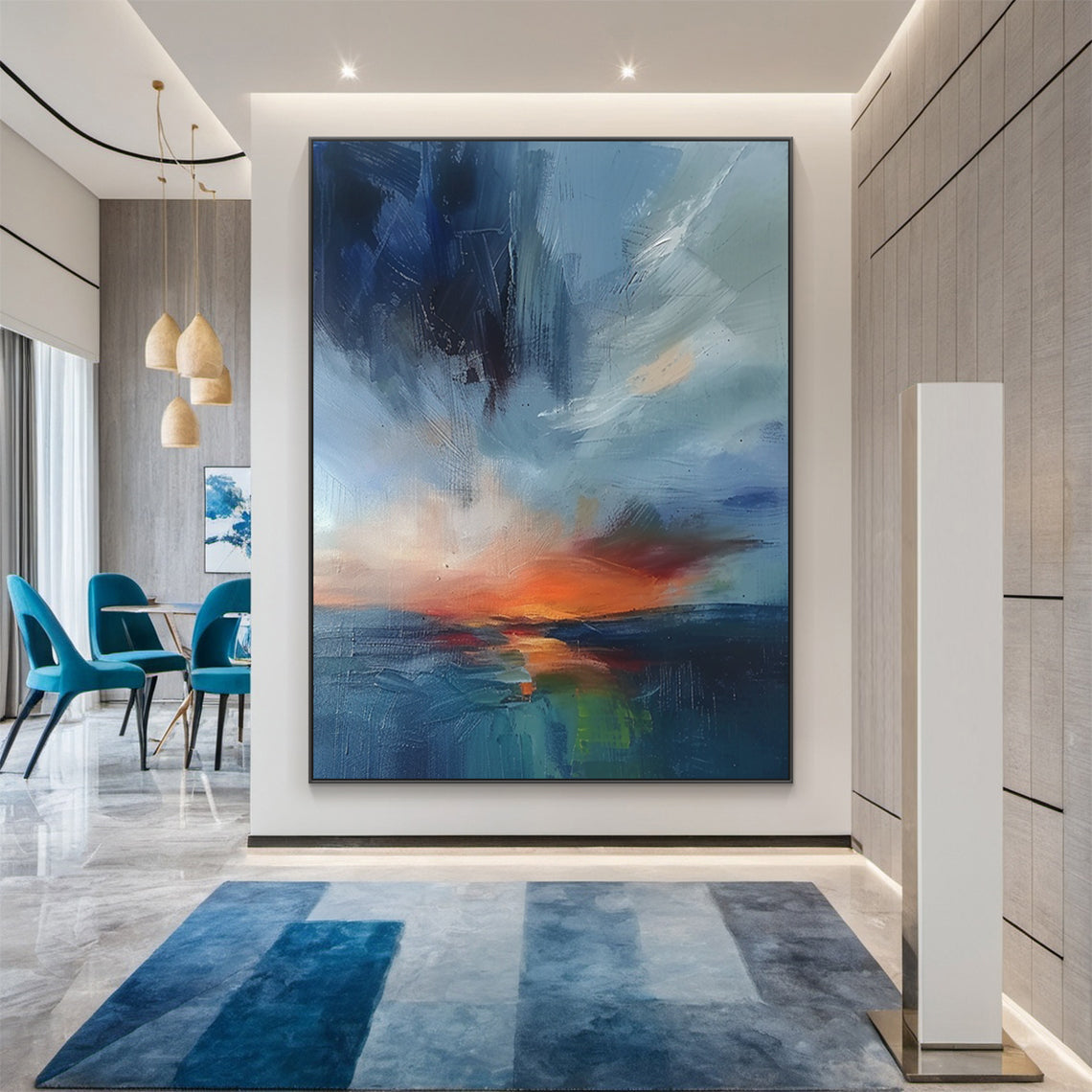 Blue Horizon-Ocean & Sky Minimalist Abstract Art-AURA128