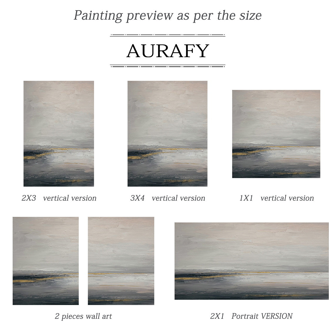 Abstract Wall Art Gray Beige Textured Canvas with Gold Leaf Accents Minimalist Luxe Japandi Style AURA626