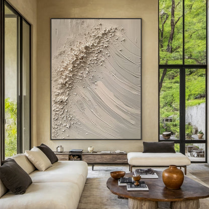 Quiet Tide-Beige Wave & Sky Texture Field-AURA139